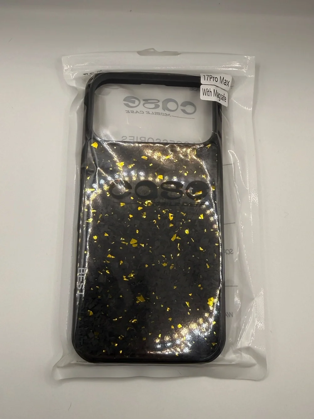 iPhone 17 Pro Max Black Gold Glitter MagSafe Phone Case New